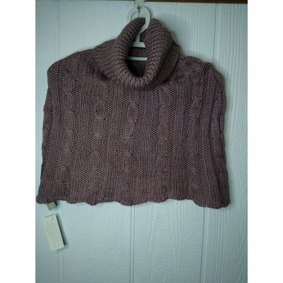 Echo Sweaters - Echo Turtleneck Poncho One Size Brown Taupe Cable Knit New with tags $84